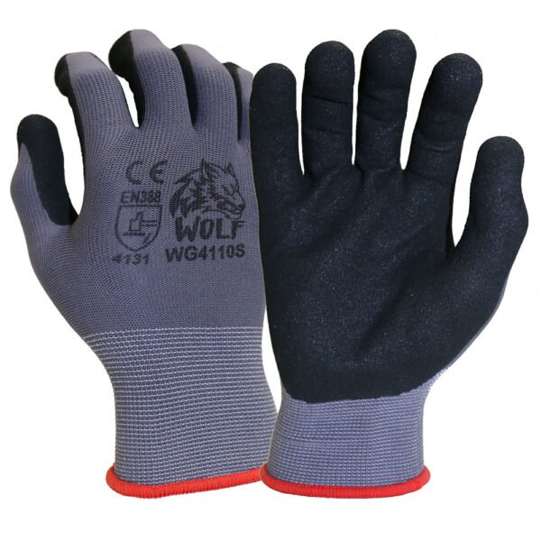 WOLF 13-gauge Ultra-Thin Nitrile glove Foam Dot Grip / American Safety