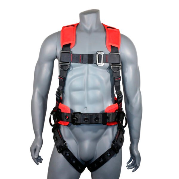 Children: AFP Red Demon Fall Protection Ergonomic Comfort Safety Harness, Soft Pressure-Relieving Perforated Breathable Padded Foam Shoulder, Legs & Back, 3 D-Rings, Tongue Buckle, Mating Buckle (OSHA/ANSI PPE)
