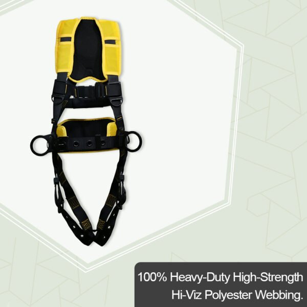 AFP Yellow Demon Fall Protection Ergonomic Comfort Safety Harness, Soft Pressure-Relieving Perforated Breathable Padded Foam Shoulder,